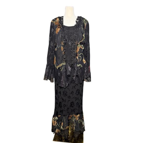 Spencer Alexis 2 Piece Maxi Dress Women 8 Fairy Lace Jacquard‎ Romantic Feminine - Picture 1 of 11
